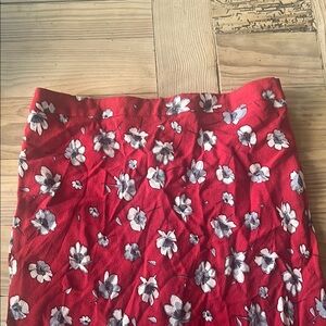 Rouje Red Pencil Skirt with Smocked Detail